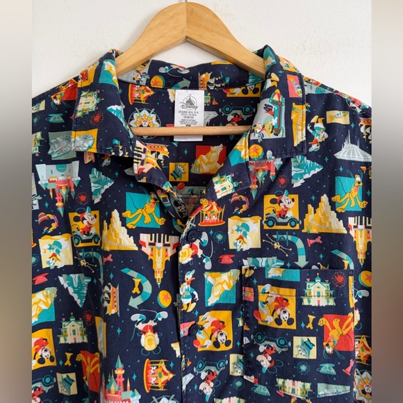 Disney Parks Disneyland Mickey Mouse Park Attractions Button Down Top size XL - Picture 3 of 7